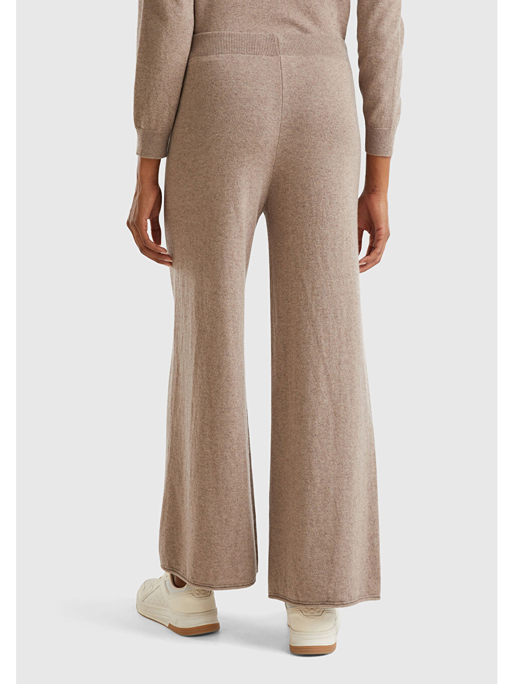 Kadın Bej Kaşmir Karışımlı Triko Eşofman Altı-2