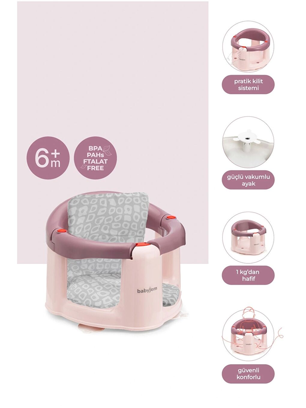 Önden Açılır Mama Sandalye Oturağı Ve Minderi - 2 'Li Set Mürdüm