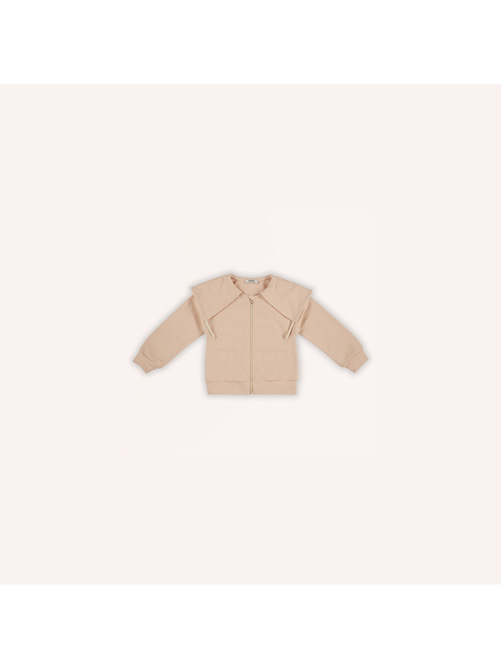 Pembe Kız Çocuk Geniş Yaka Detaylı Fermuarlı Sweatshirt-1