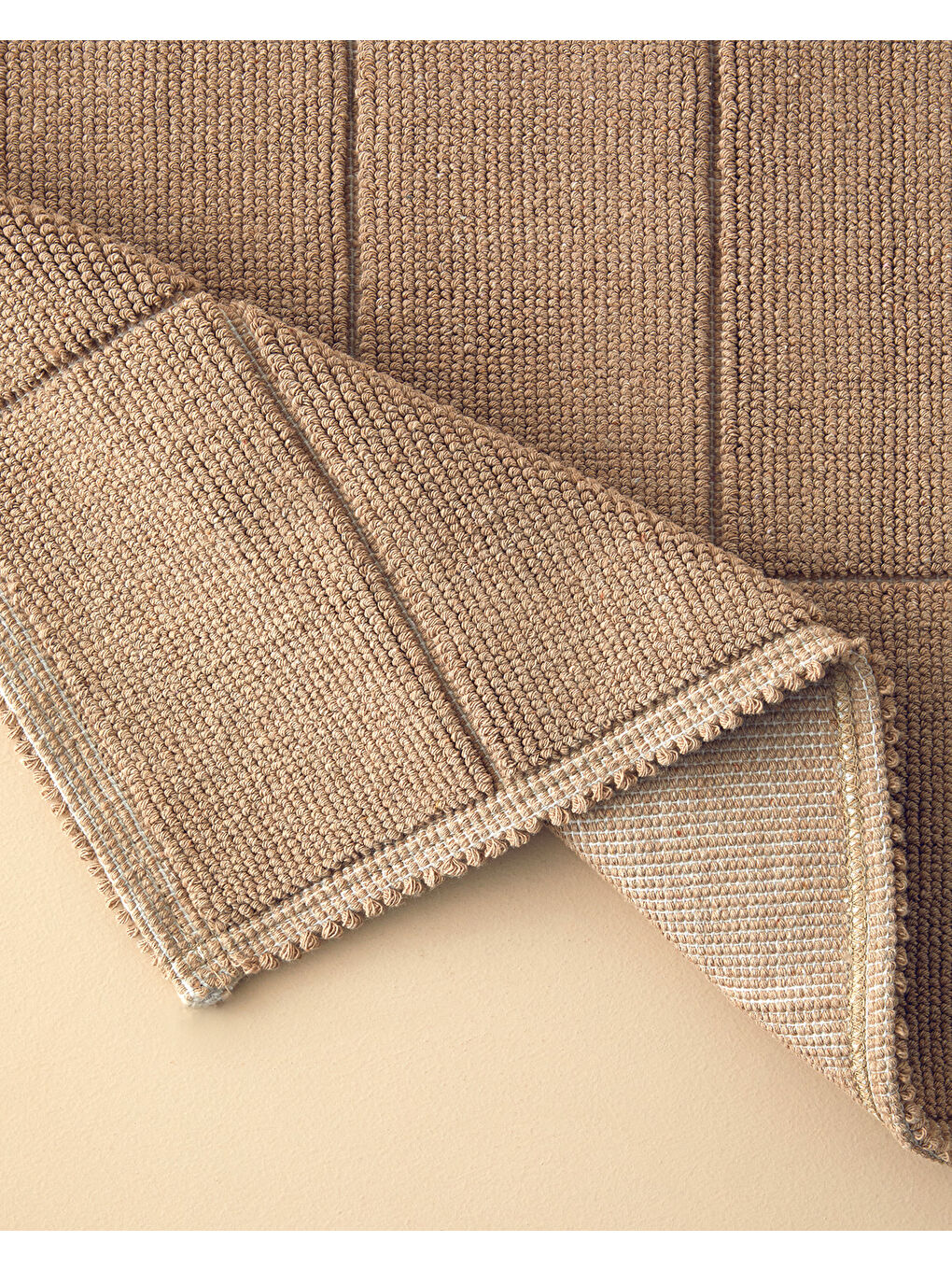 Classy Diamond Pamuklu Bukle Banyo Paspası Seti Bej-1