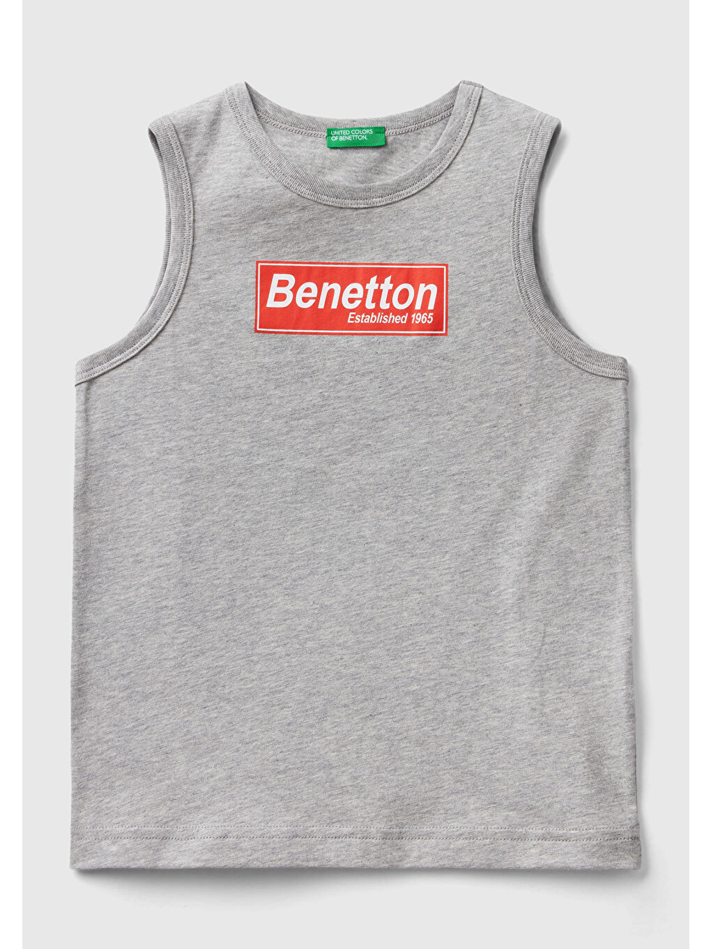 United Colors Of Benetton Gri Erkek Çocuk Gri Melanj Logo Baskılı Kolsuz Atlet