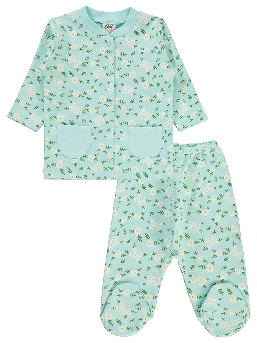 Yeşil Baby Kız Bebek Pijama Takımı 1-6 Ay Mint