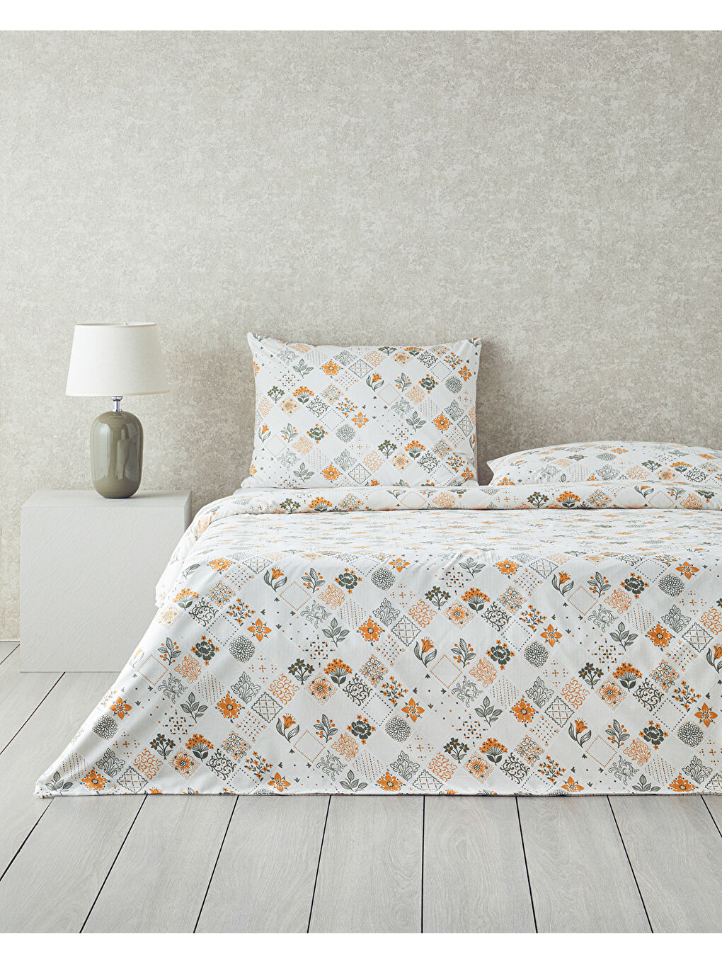 Vintage Argyle Pamuklu Ranforce Çift Kişilik Nevresim Seti 200x220 cm Yeşil-Sarı