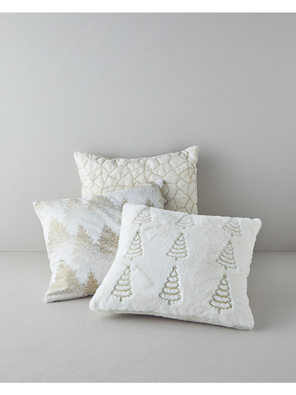 Frosted Nakışlı Kırlent Kılıfı 45x45 cm Ekru-2