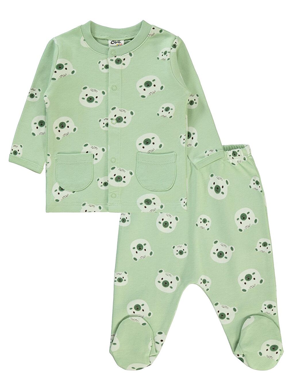 Baby Erkek Bebek Pijama Takımı 1-6 Ay Soft Haki