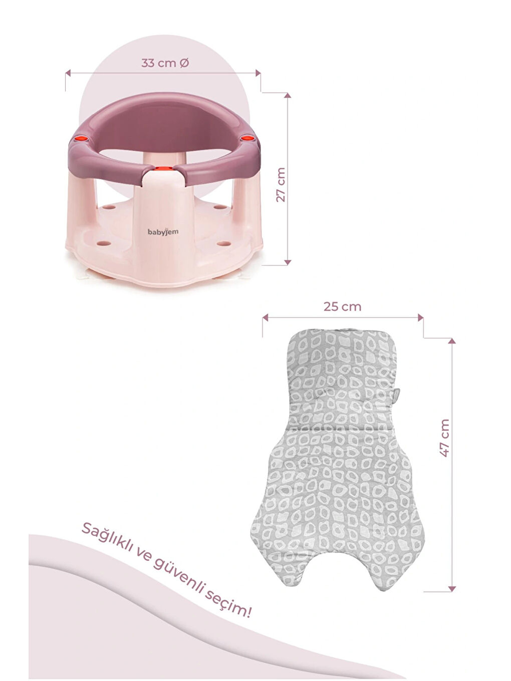 Önden Açılır Mama Sandalye Oturağı Ve Minderi - 2 'Li Set Mürdüm-4