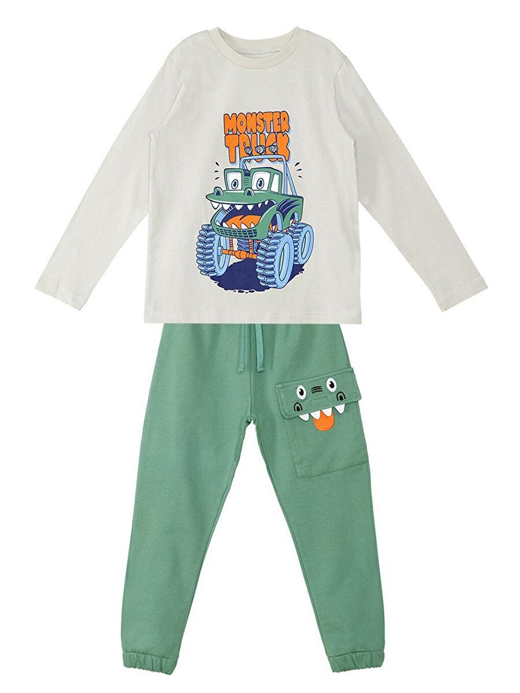 Denokids Gri Kamyon Erkek Çocuk T-shirt Eşofman Altı Takım - 2