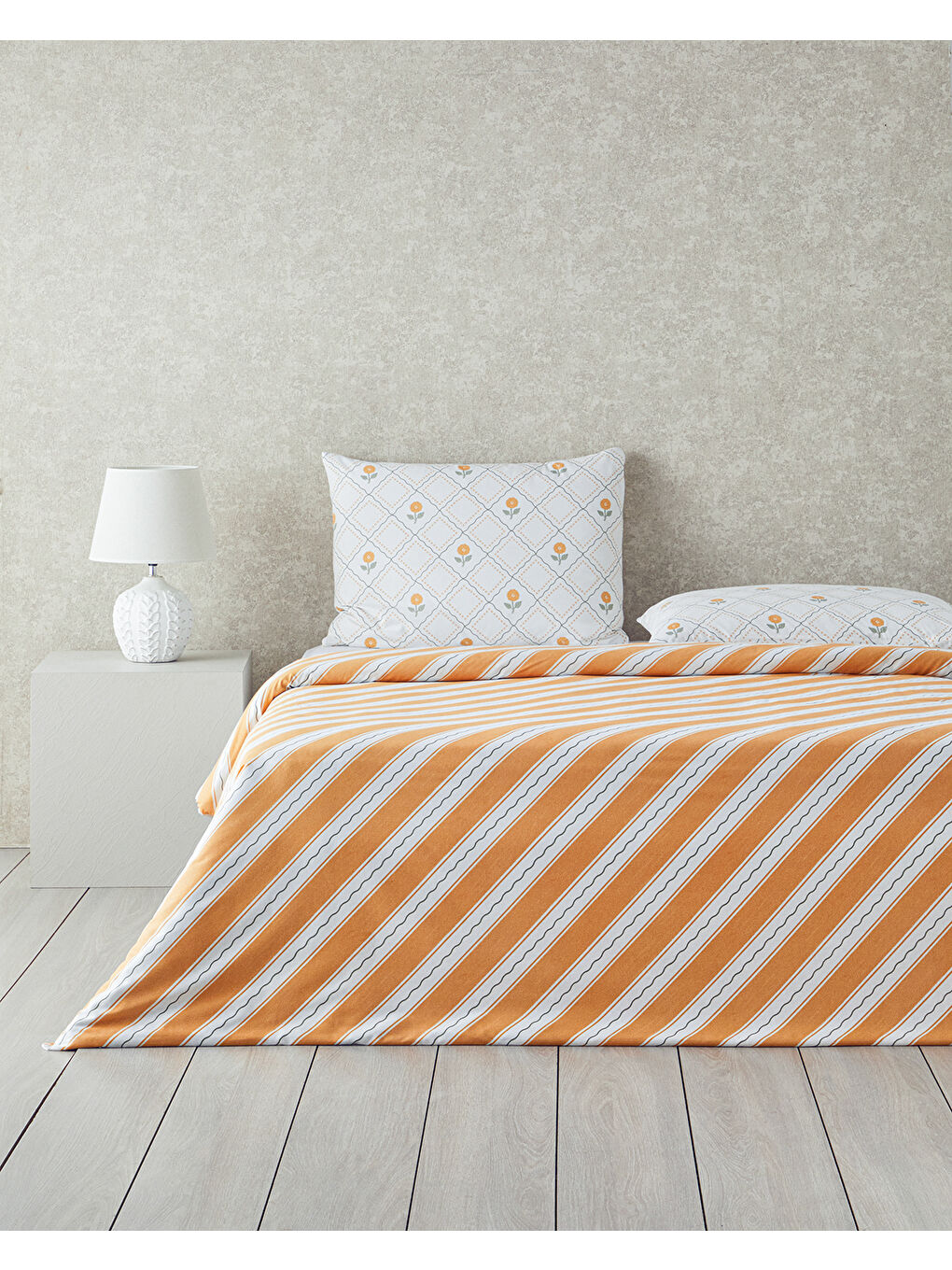 Ornament Blossom Pamuklu Ranforce Çift Kişilik Nevresim Seti 200x220 cm Yeşil-Sarı-1