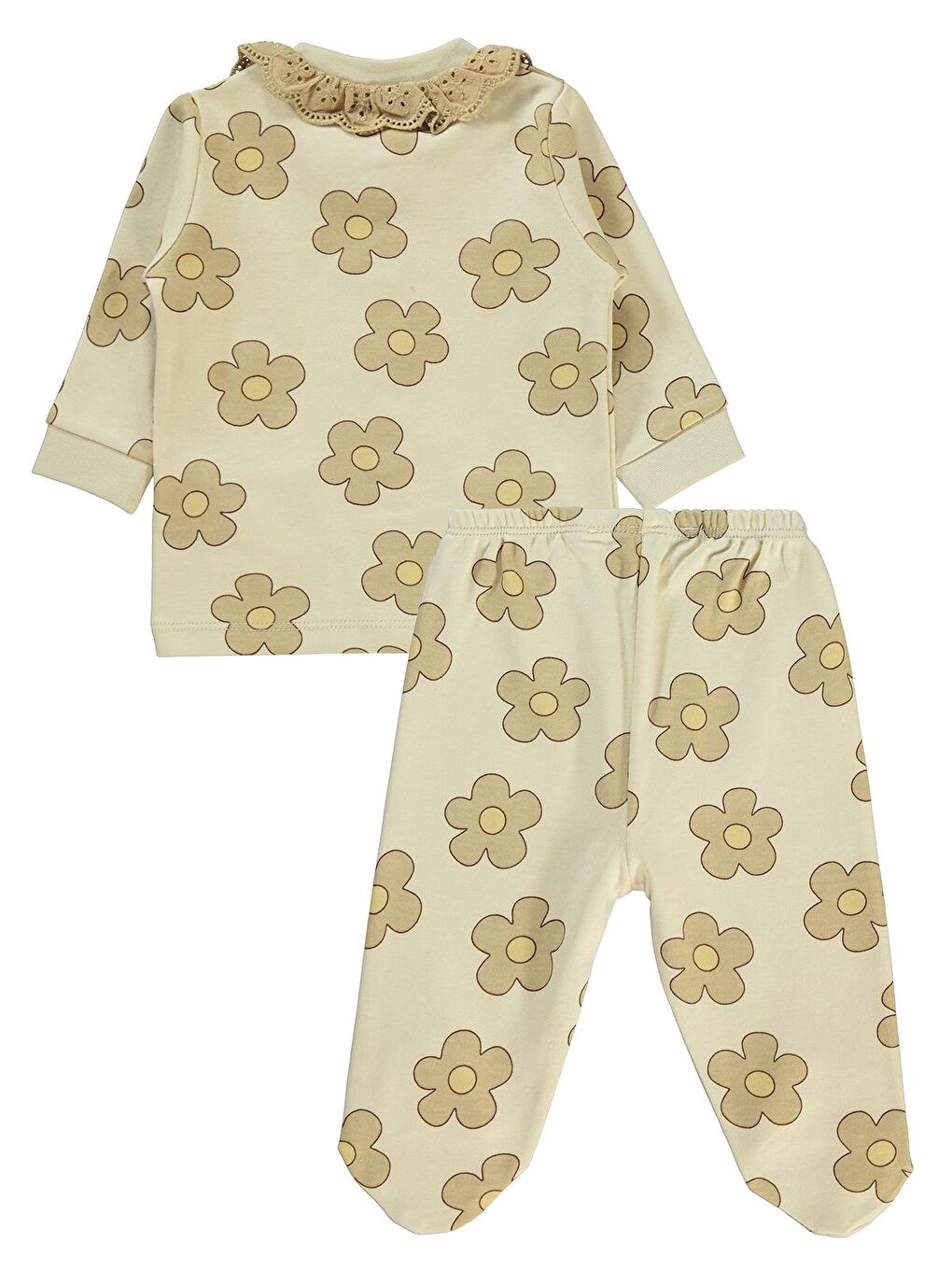 Kahverengi Baby Kız Bebek Pijama Takımı 1-6 Ay Sütlü Kahve-2