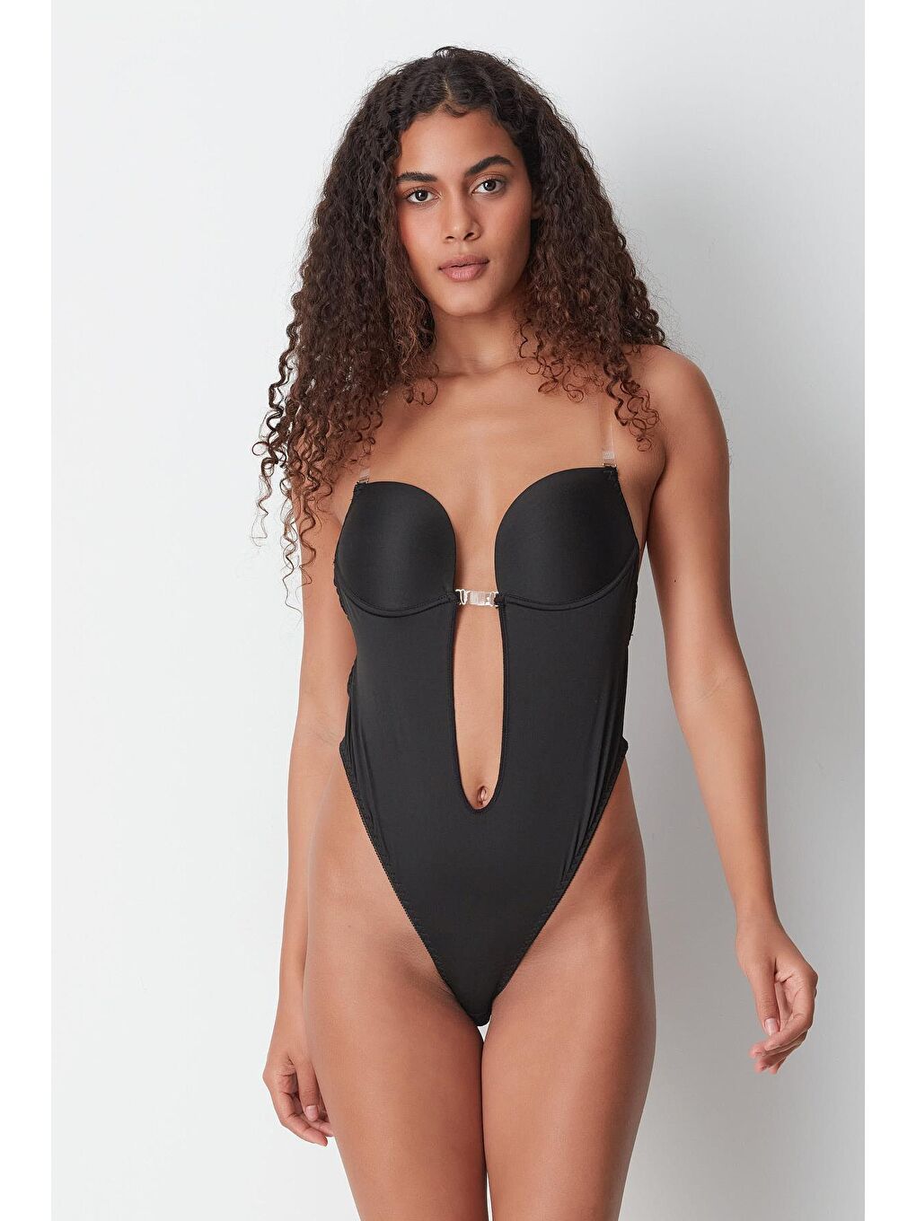 C&City Kaplı Dekolte Çıtçıtlı Body 7148 Siyah - 1