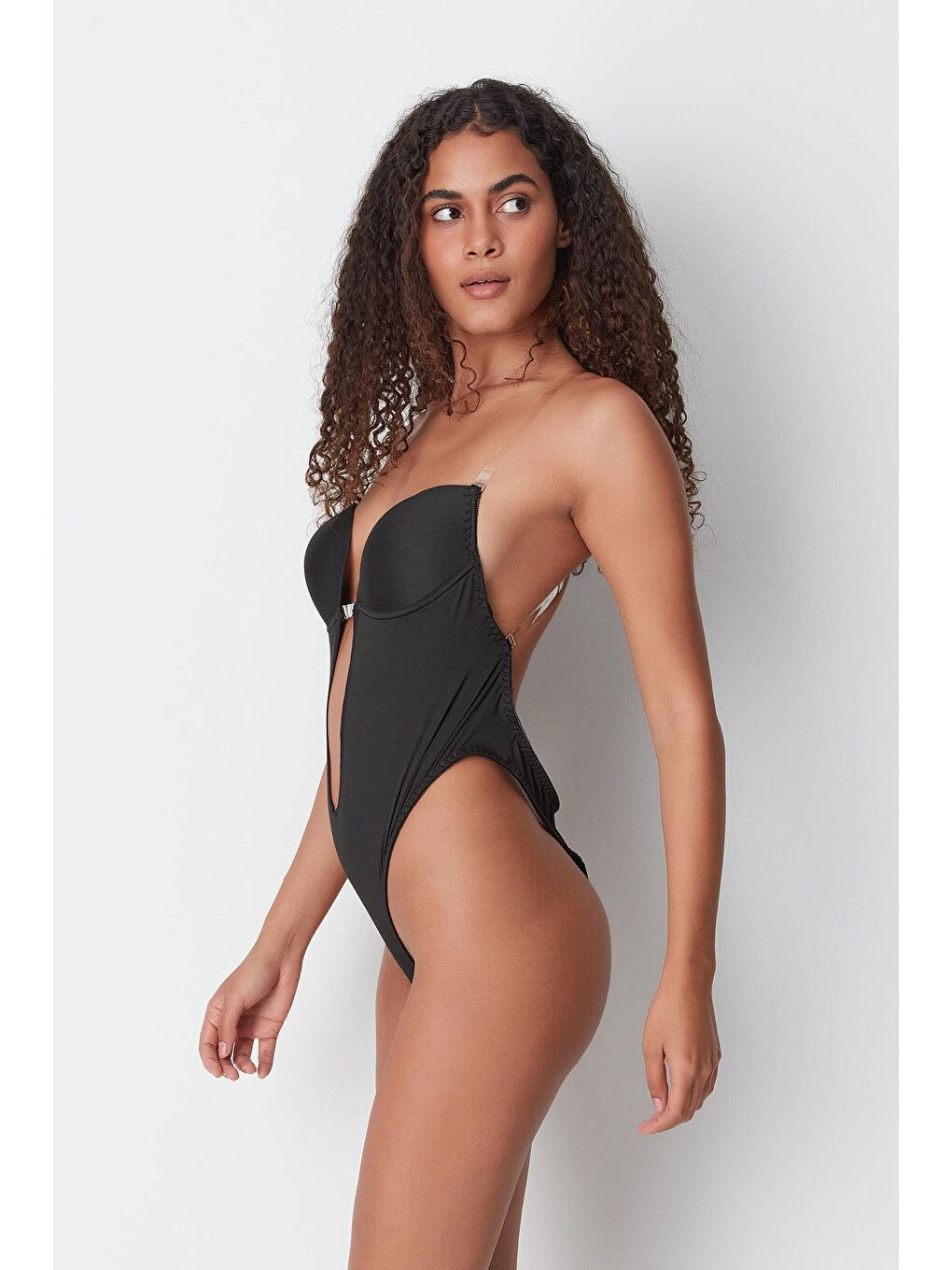 C&City Kaplı Dekolte Çıtçıtlı Body 7148 Siyah - 2