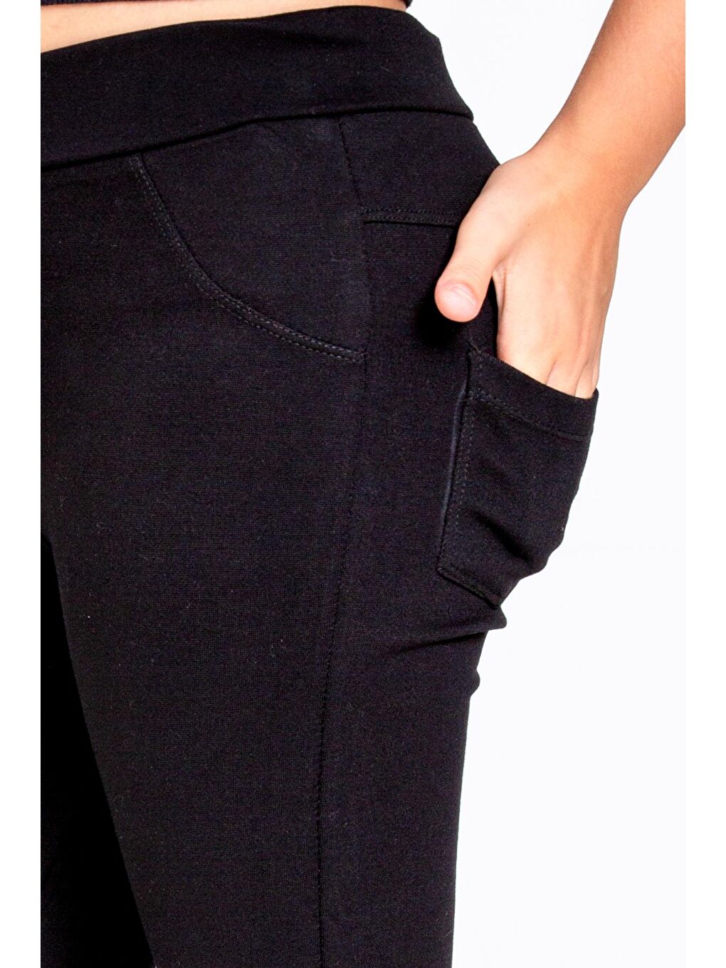 Kız Çocuk Siyah Çelik Örme 4-12 Yaş Pantolon - 23172-2-1