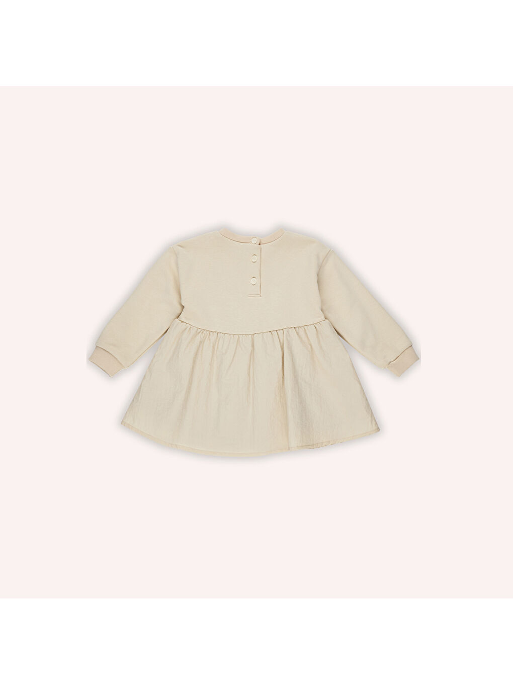 Bej Kız Çocuk Fiyonk Detaylı Örme Elbise-4