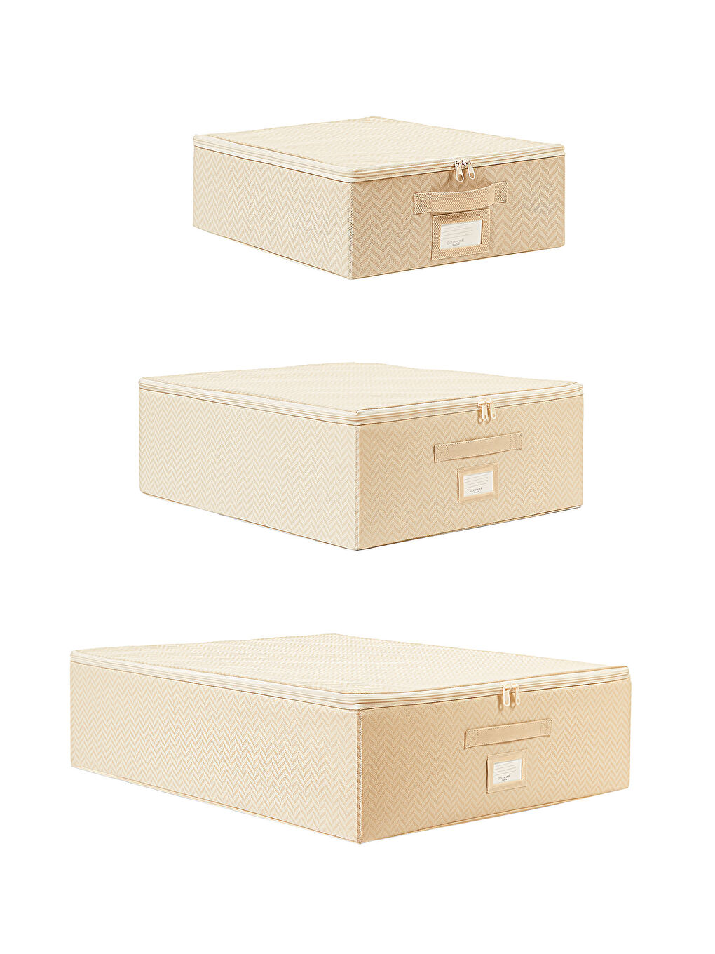 3'lü Bej Balıksırtı Destekli Hurç Set-1