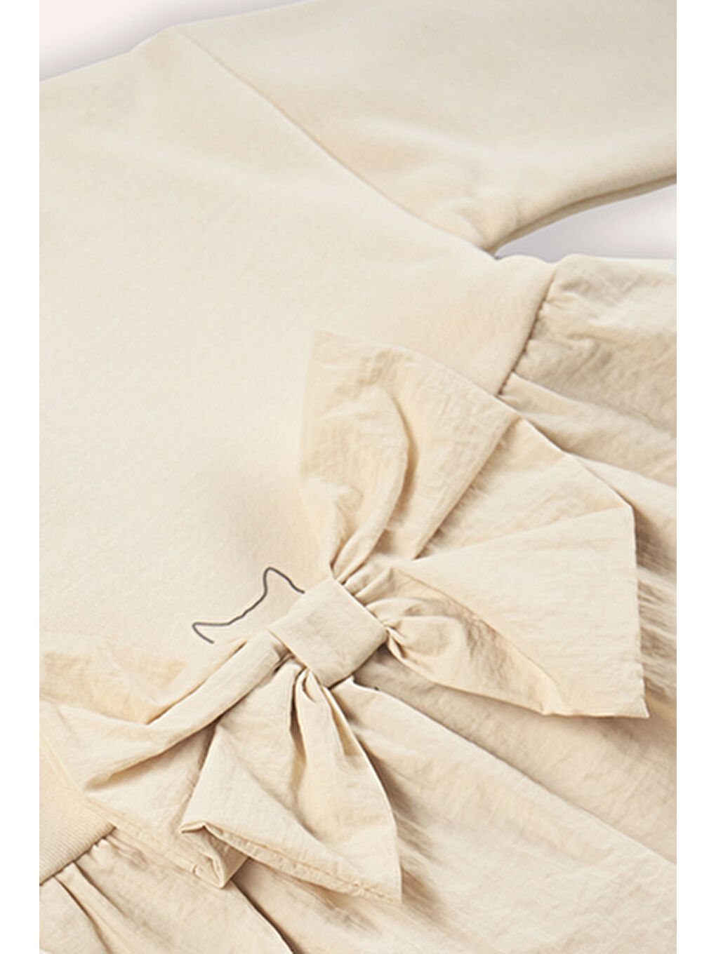 Bej Kız Çocuk Fiyonk Detaylı Örme Elbise-7