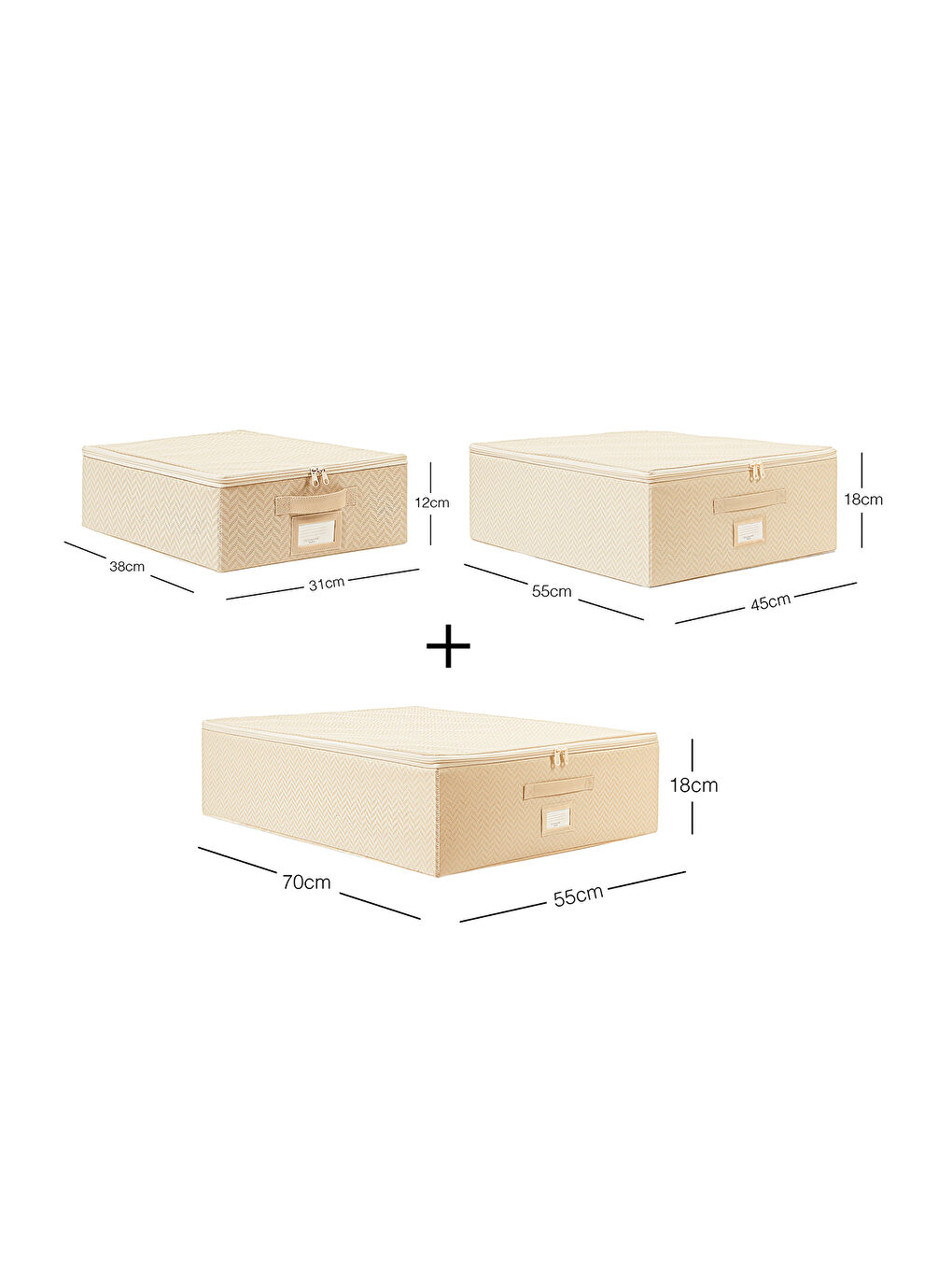 3'lü Bej Balıksırtı Destekli Hurç Set-2