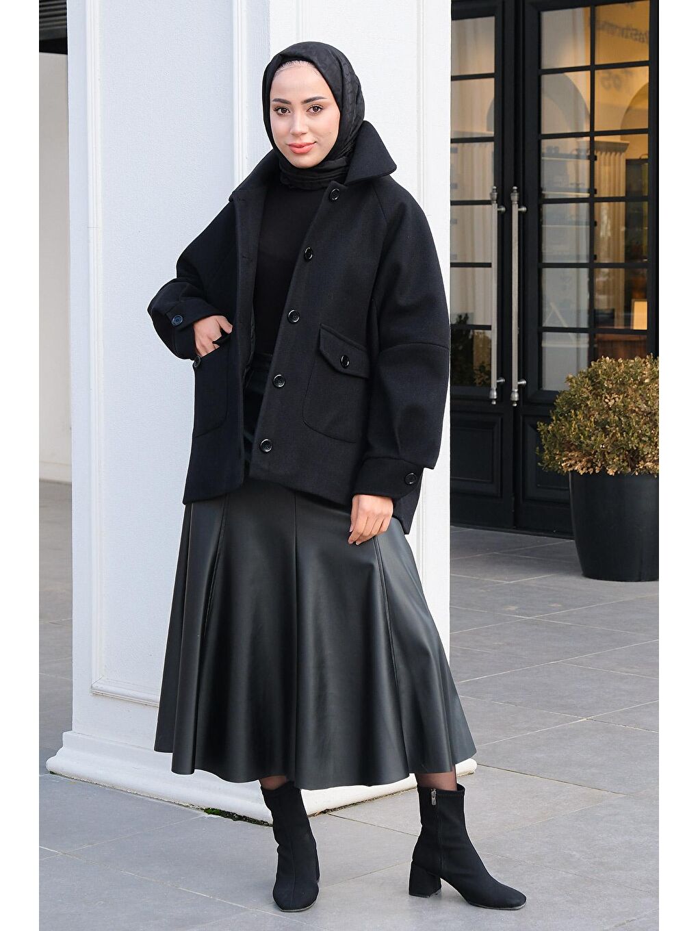 Ceket Yaka Çift Cepli Kase Siyah-1