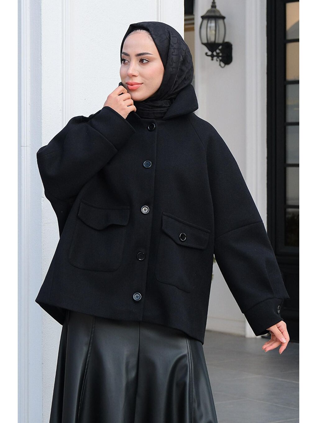 Ceket Yaka Çift Cepli Kase Siyah-3