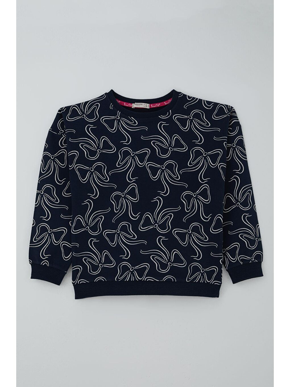 Kız Çocuk Eşofman Takımı Kurdele Desenli Bel Kısmı Lastikli Lacivert (9-14 Yaş)-1