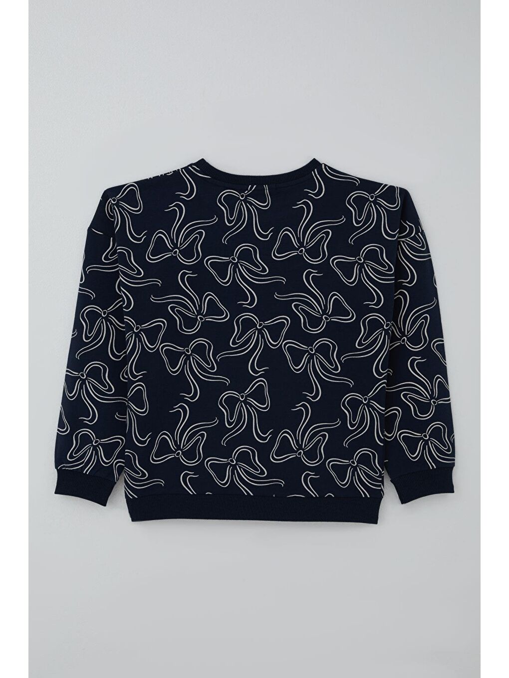 Kız Çocuk Eşofman Takımı Kurdele Desenli Bel Kısmı Lastikli Lacivert (9-14 Yaş)-3