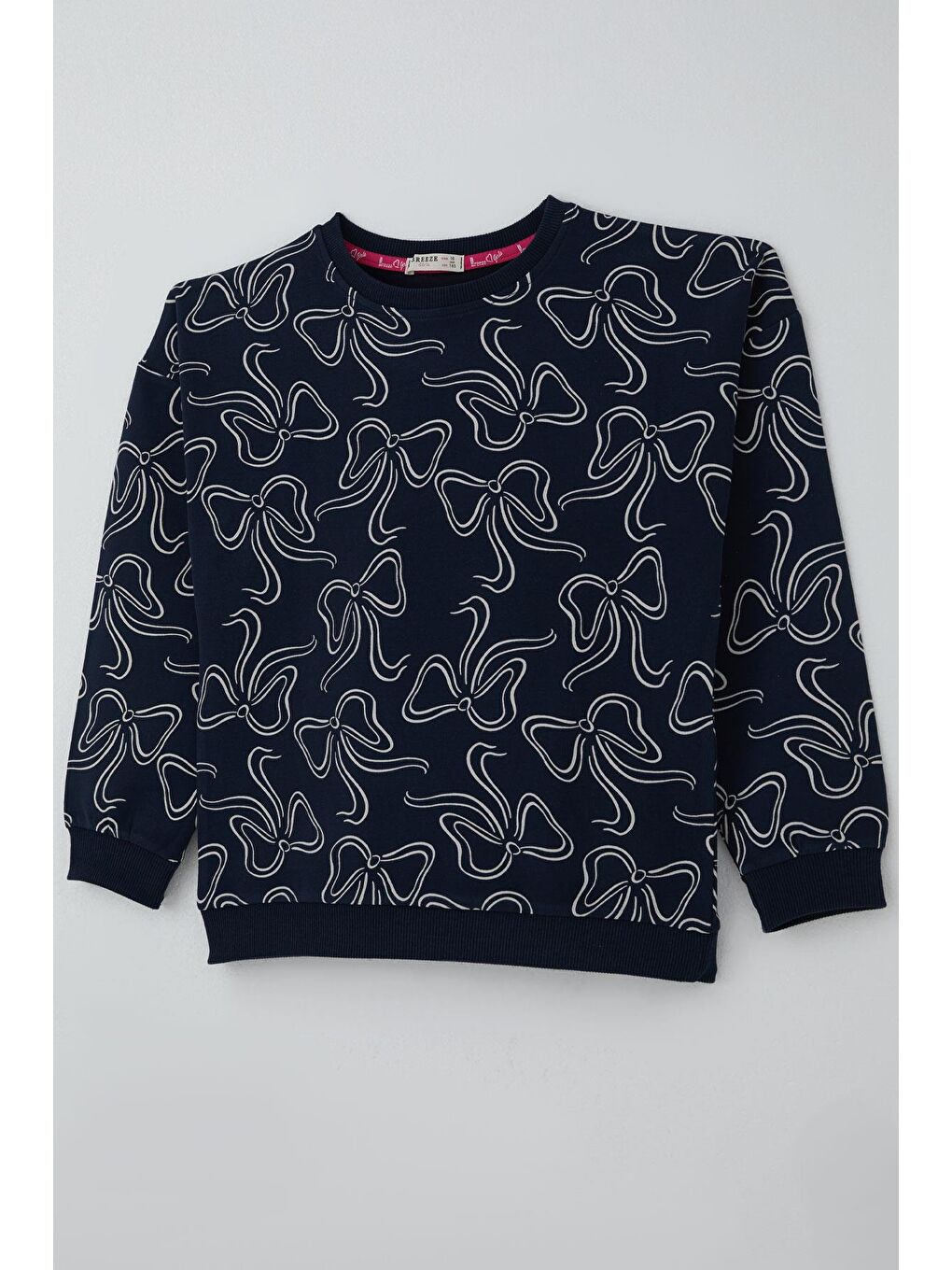 Kız Çocuk Eşofman Takımı Kurdele Desenli Bel Kısmı Lastikli Lacivert (9-14 Yaş)-5