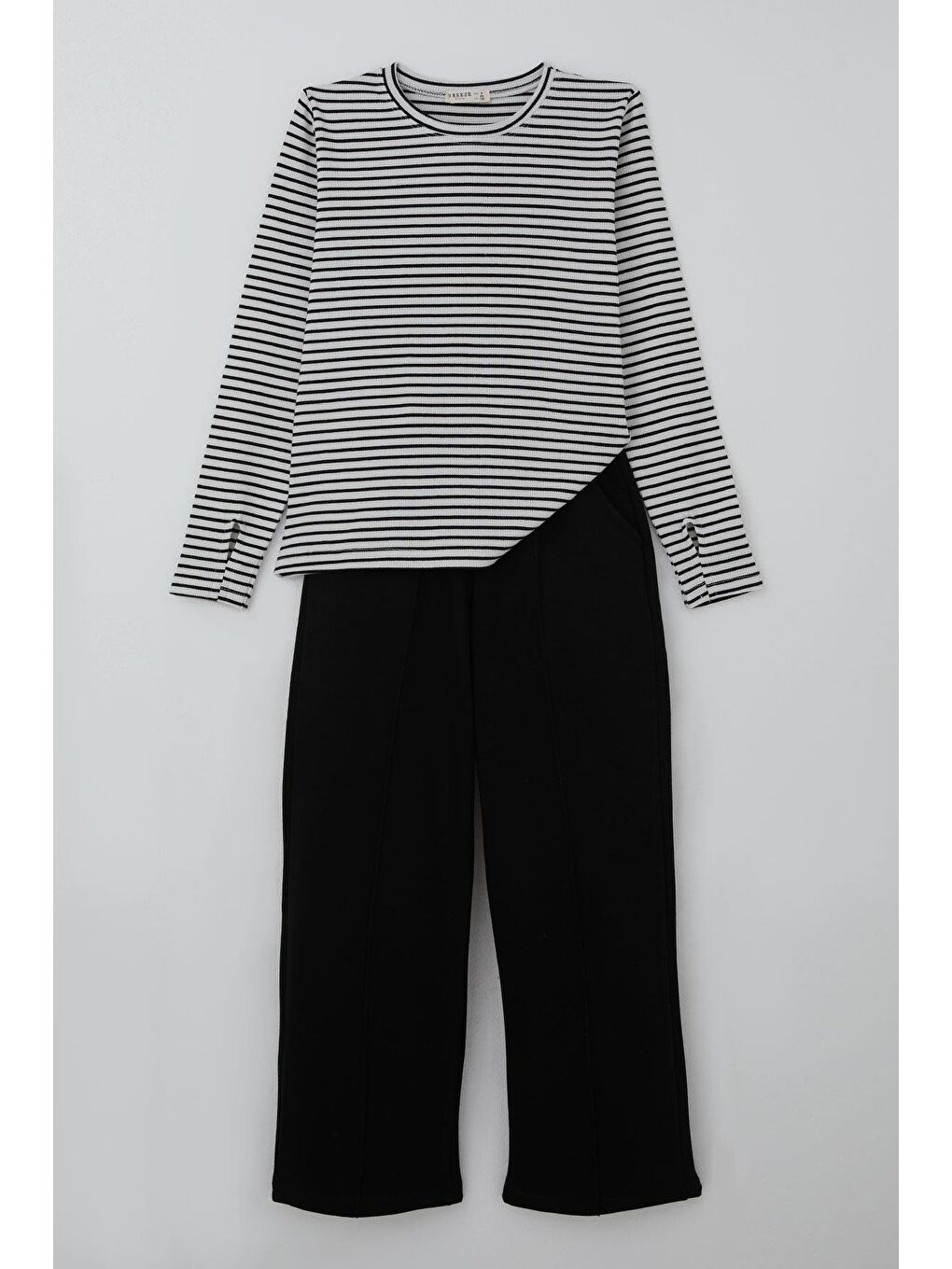 Kız Çocuk Pantolonlu Takım Parmak Detaylı Beyaz (8-14 Yaş)