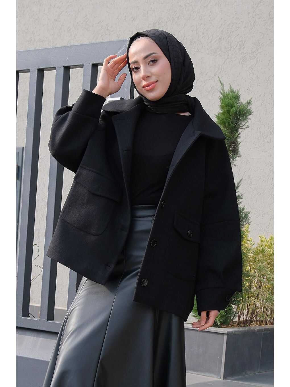 Ceket Yaka Çift Cepli Kase Siyah-4