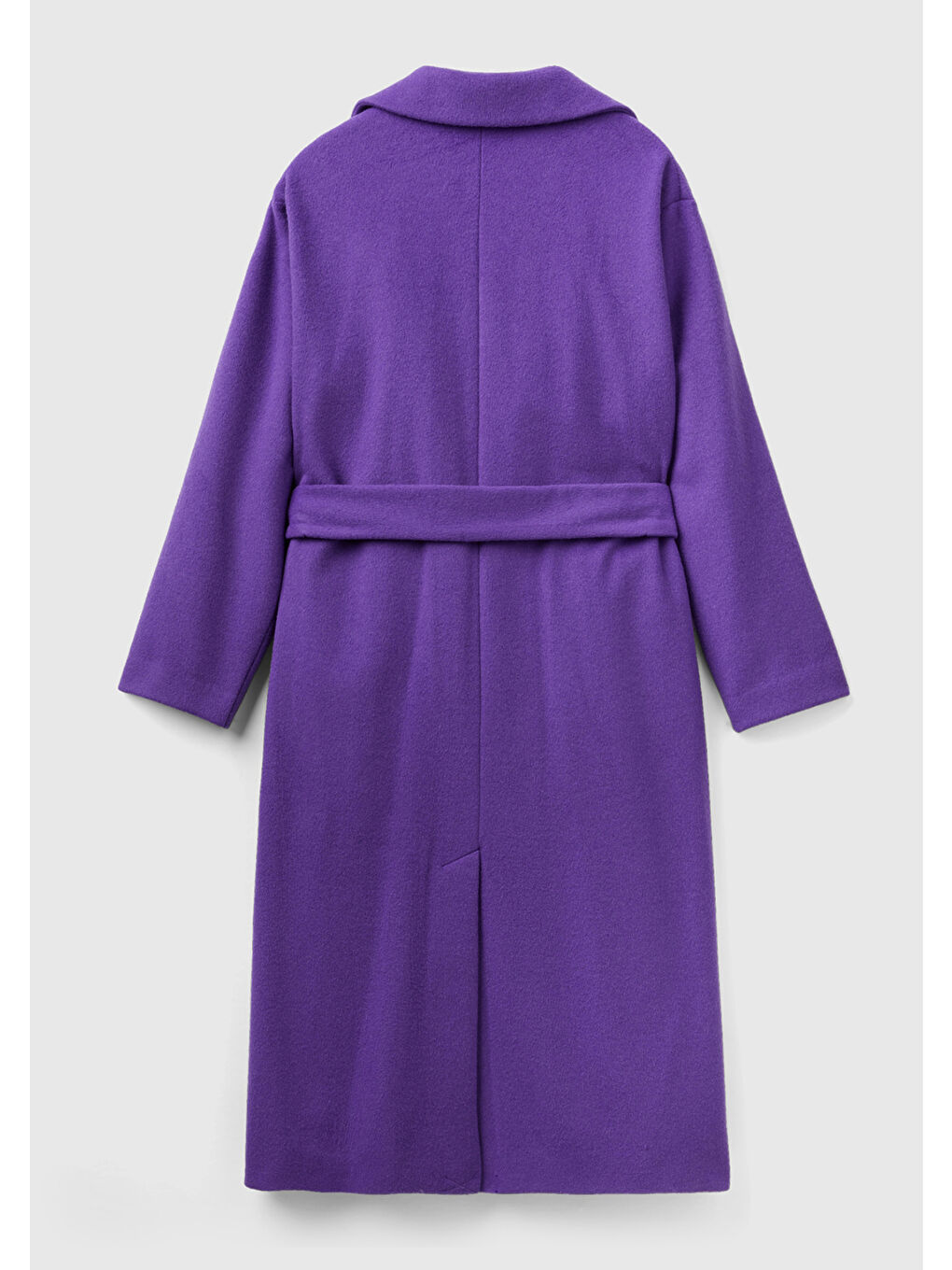 Kadın Mor Yün Karışımlı Belden Bağlamalı Parka-3