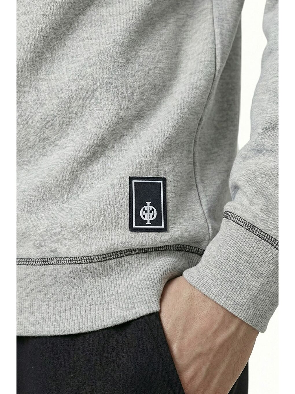 Giotelli Erkek Gri Melanj Normal Kesim Regular Fit Pamuklu Kapüşonlu Yaka Sweatshirt-2