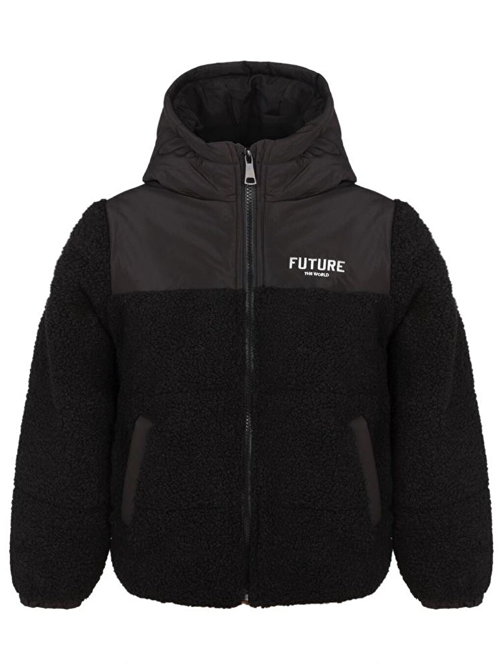 Boys Future Baskılı Kapüşonlu 6-9 Yaş Mont - Siyah 6-7 Yaş