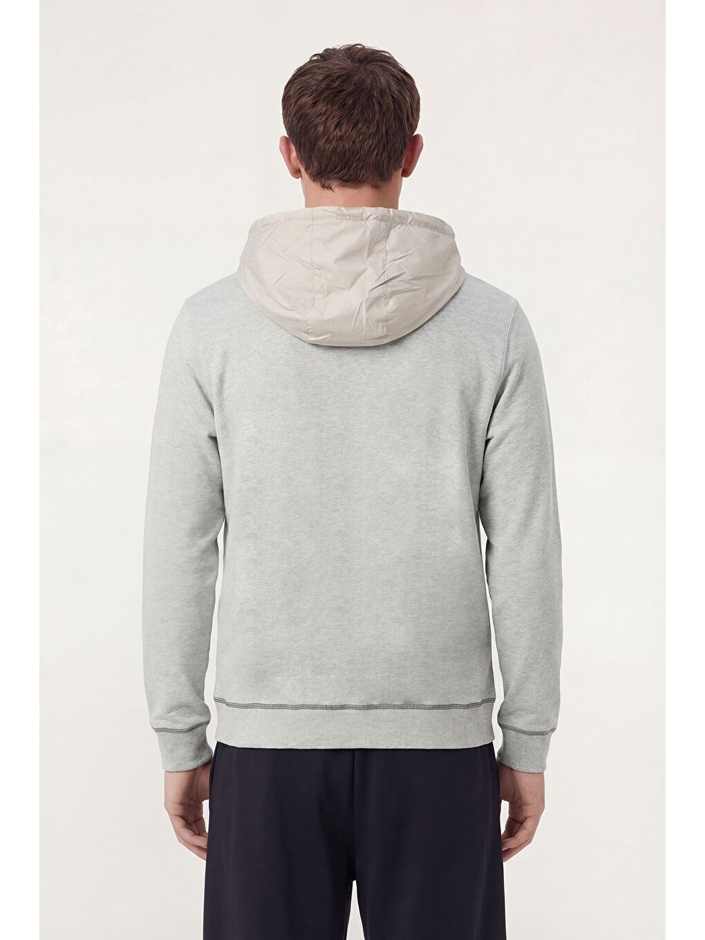 Giotelli Erkek Gri Melanj Normal Kesim Regular Fit Pamuklu Kapüşonlu Yaka Sweatshirt-3