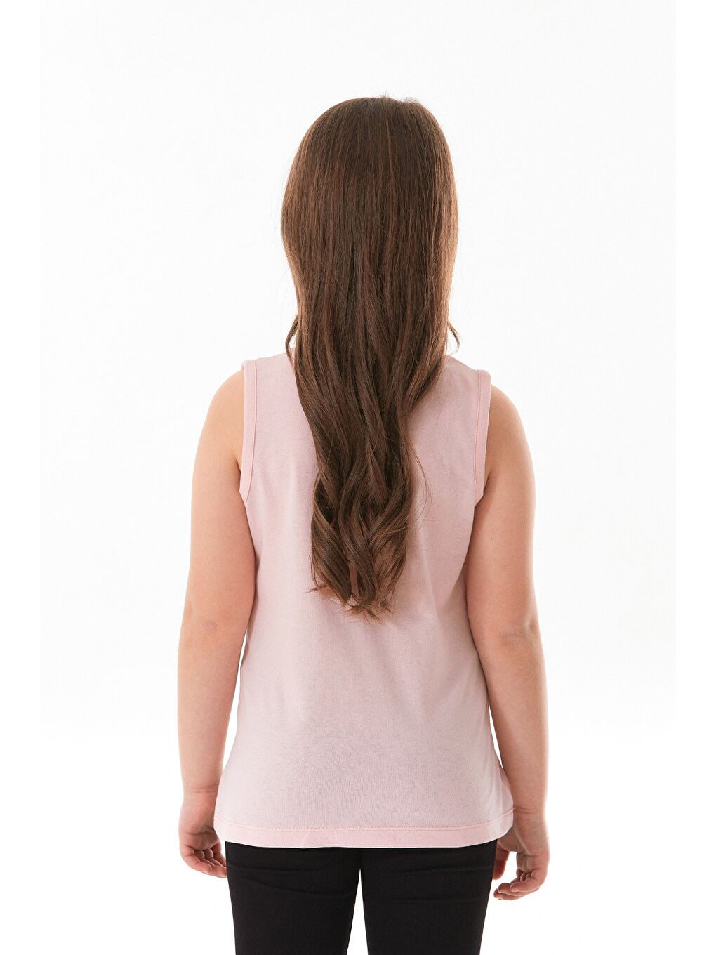 Pembe %100 Pamuk Flamingo Baskılı Kolsuz Kız Çocuk Tişört-4