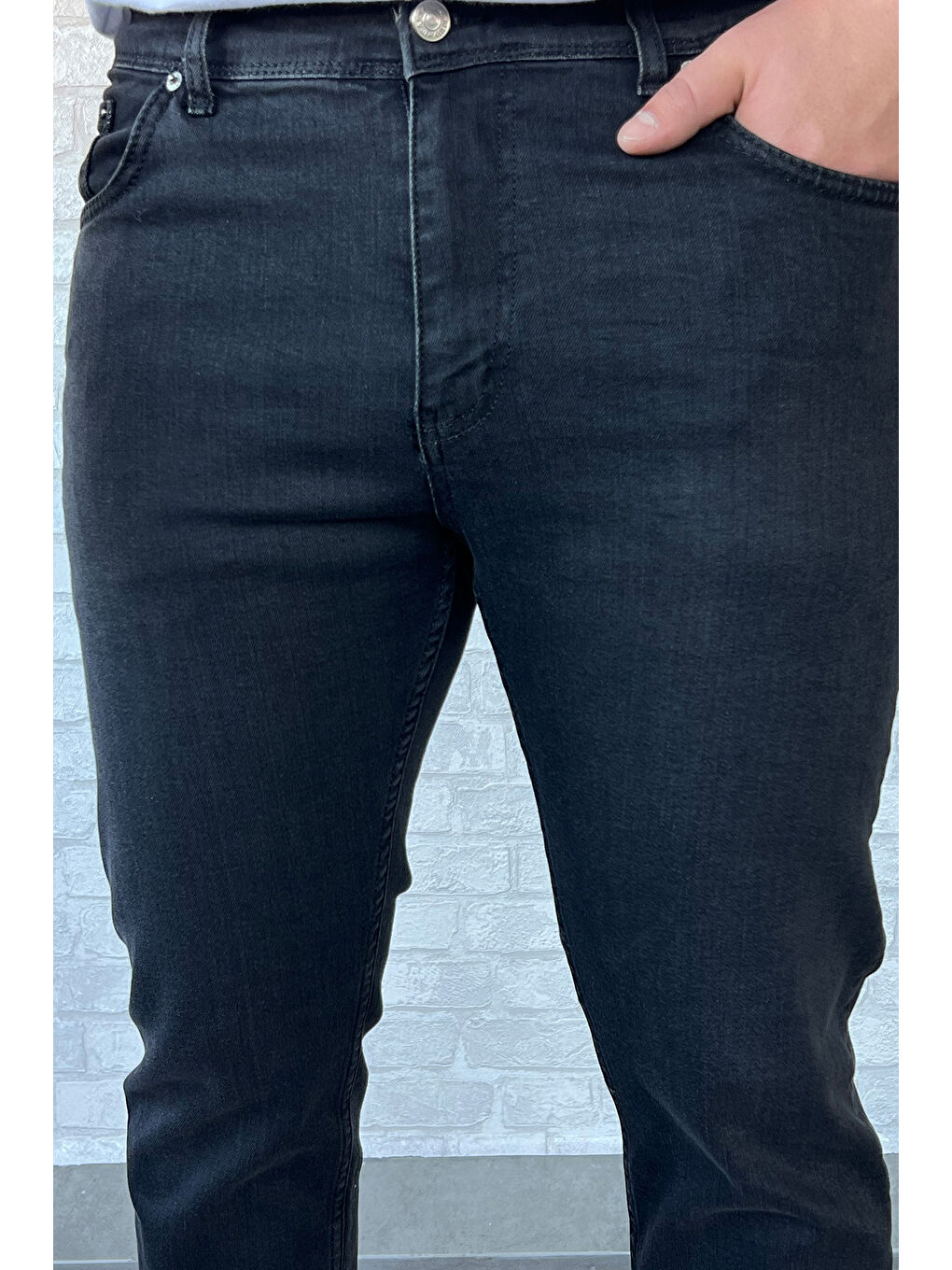 Antrasit Erkek Büyük Beden Elastanlı  Jean Pantolon-3