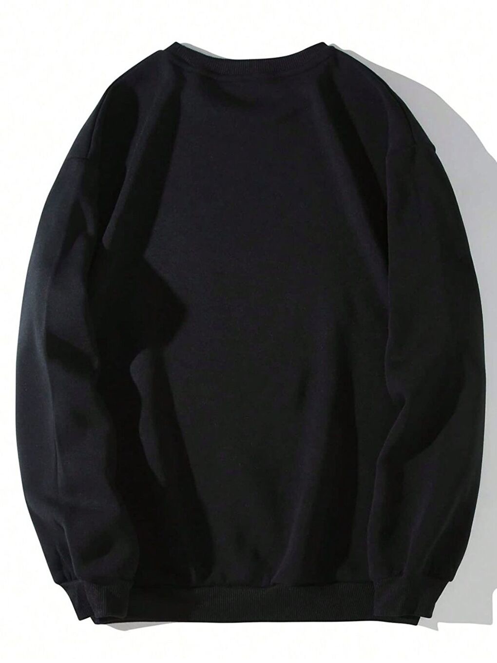 Siyah Baskısız Oversize Bisiklet Yaka Uzun Kollu Sweatshirt-2