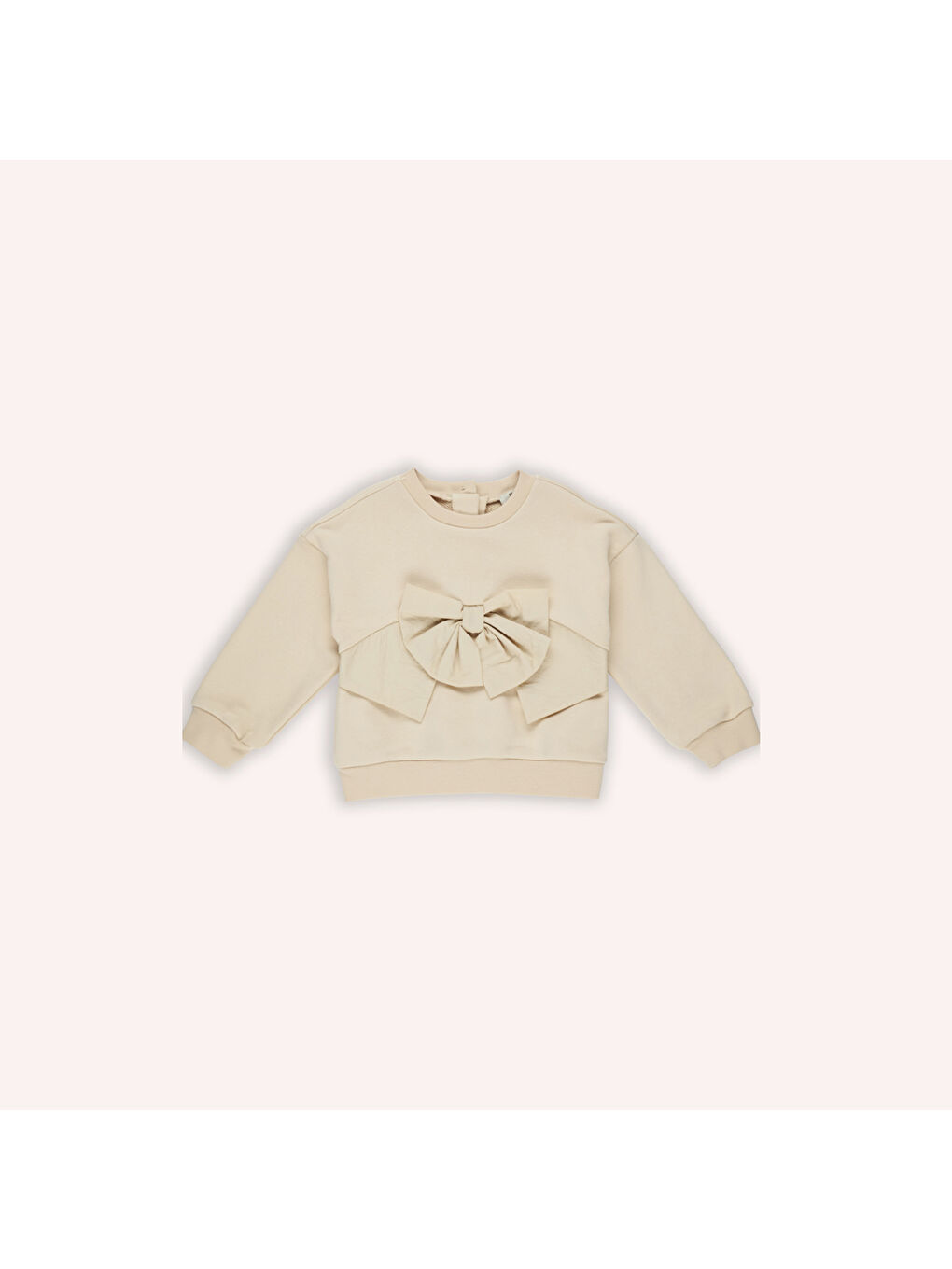 Panço Bej Kız Çocuk Fiyonk Detaylı Sweatshirt - 1