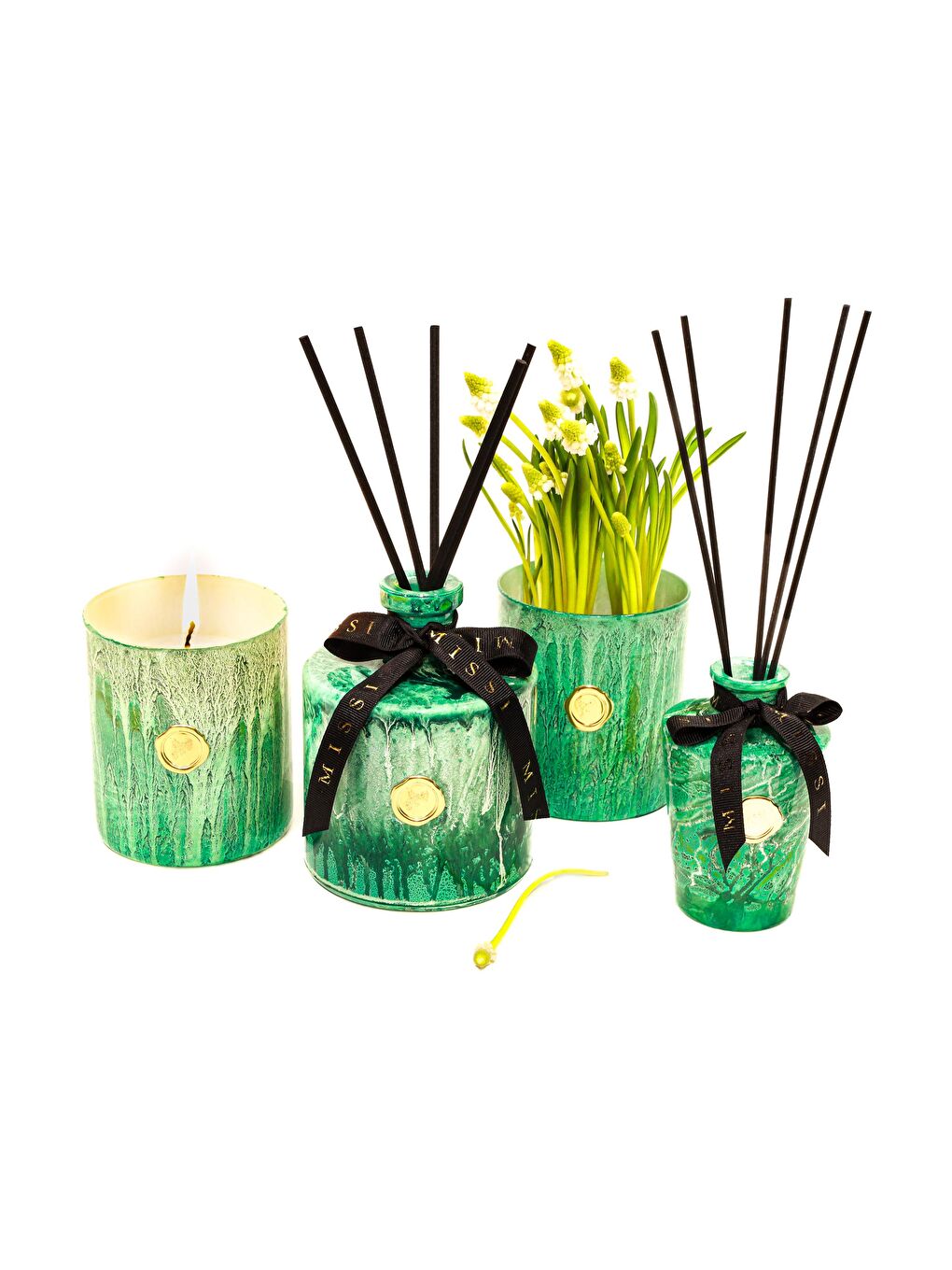 130 ml Yeşil Batik Cam Şişe Vanilya Sandal Oda Kokusu-1