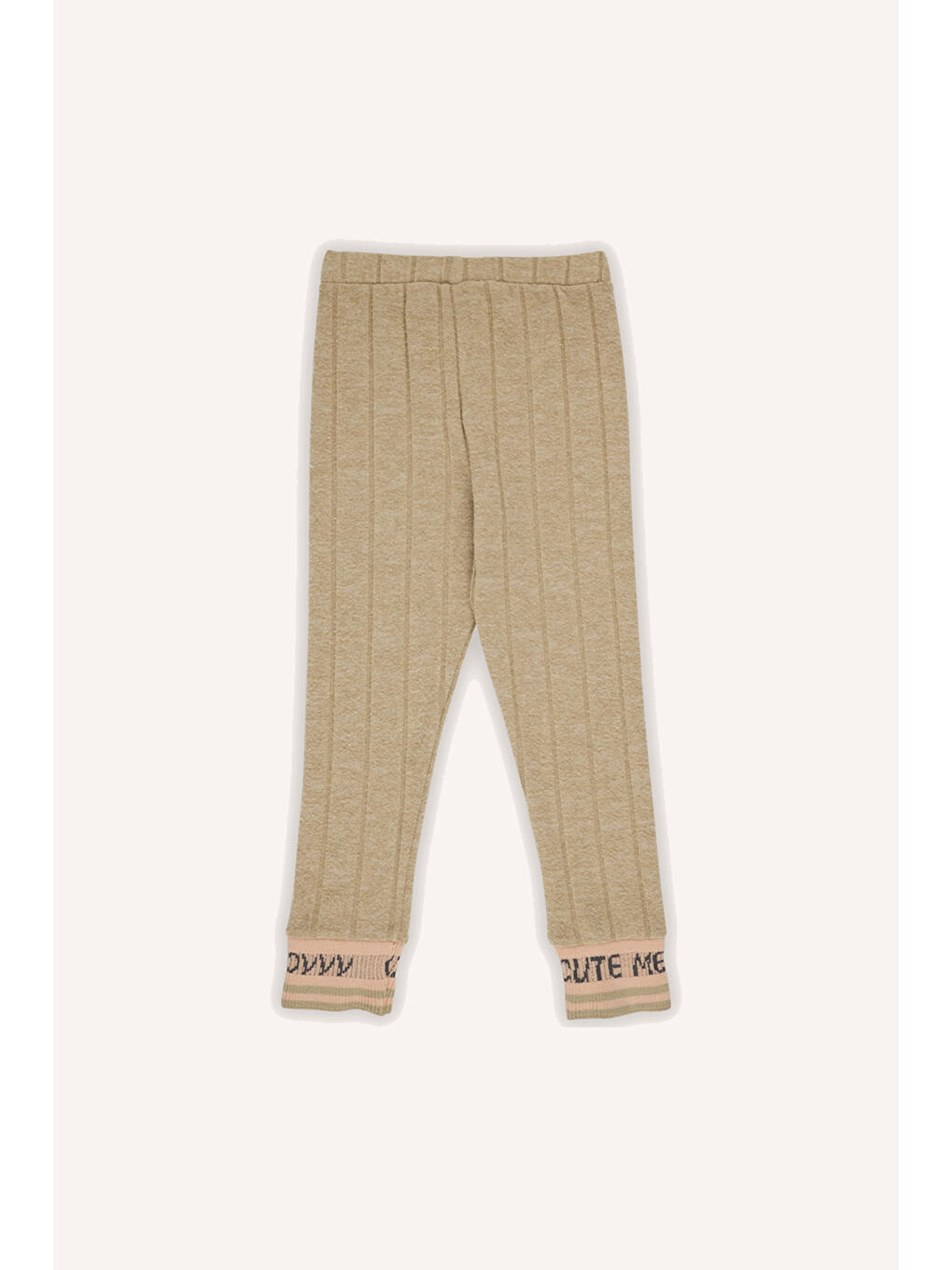 Bej Kız Çocuk Triko Bant Detaylı Tayt-3