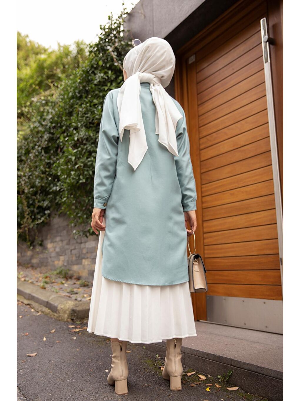 Gömlek Yaka Kadın Yeşil Tunik - 3123-5