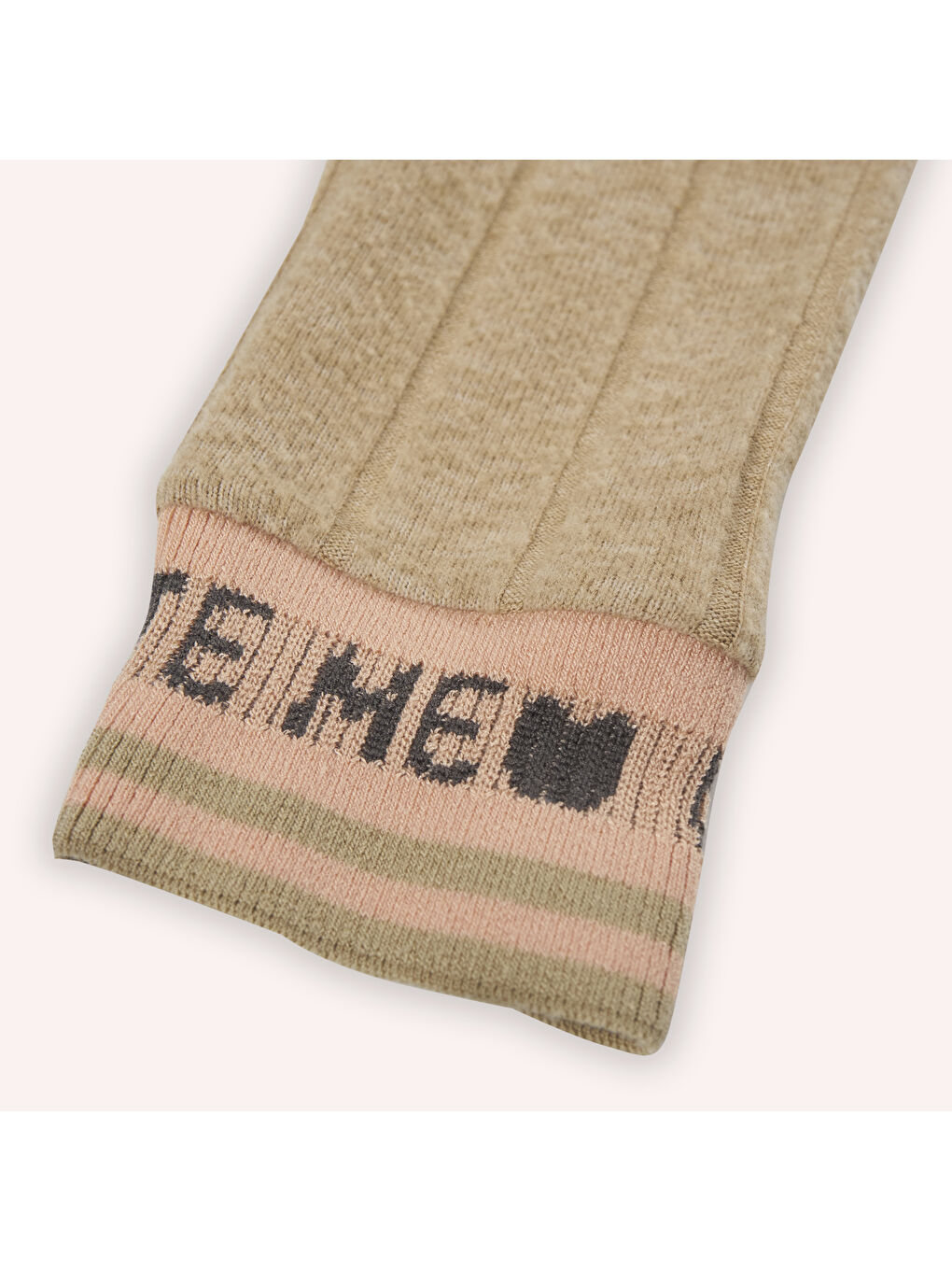 Bej Kız Çocuk Triko Bant Detaylı Tayt-6