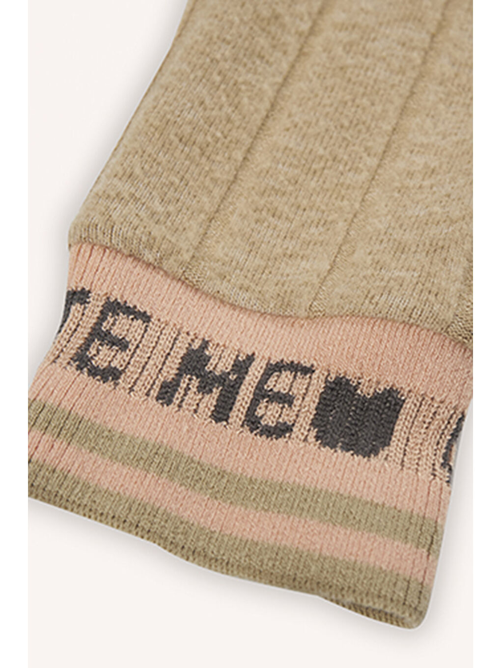 Bej Kız Çocuk Triko Bant Detaylı Tayt-7