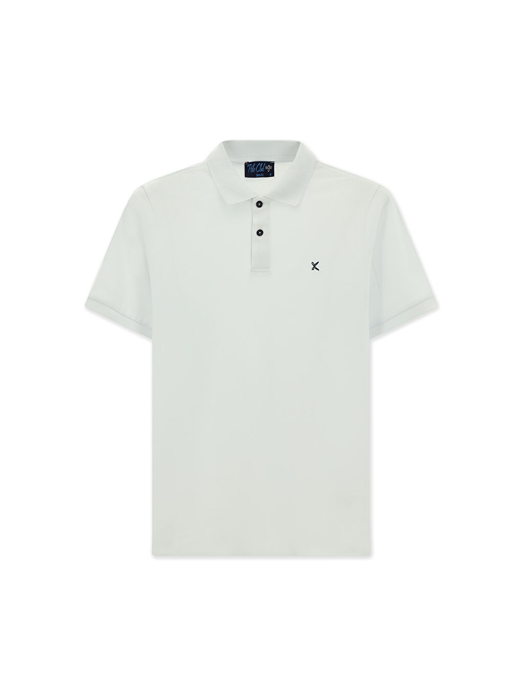 Beyaz Polo Yaka Slim Fit Dar Kesim Nakışlı Pamuk %100 Pamuk Tişört-5