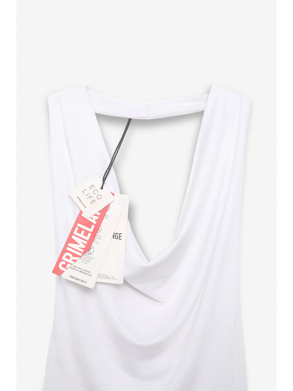 Neslıva Kadın Degaje Halter Yaka Kalın Askılı Sırtı Açık Crop Beyaz Bluz-1