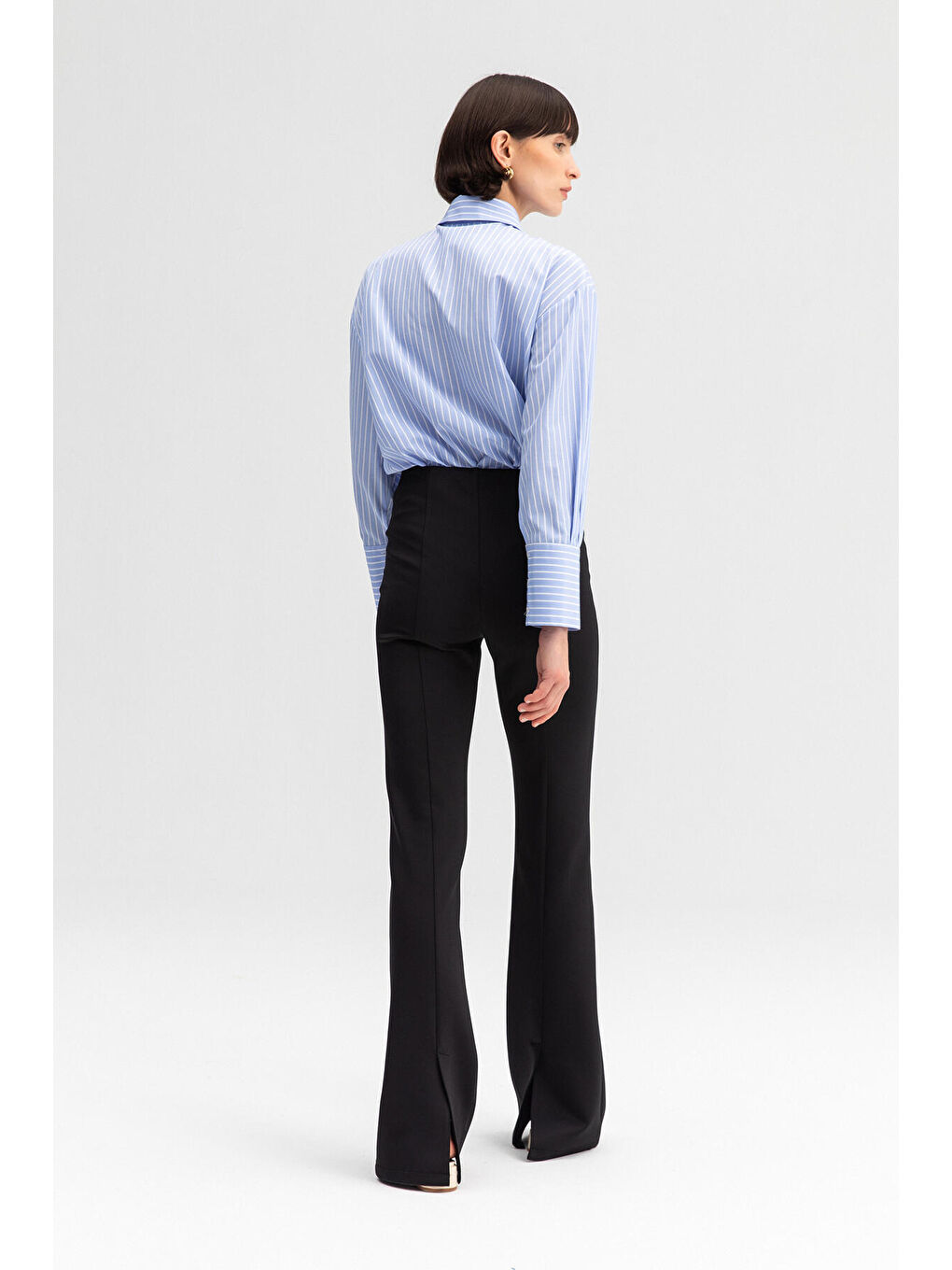 Siyah Nervürlü Scuba Pantolon-3