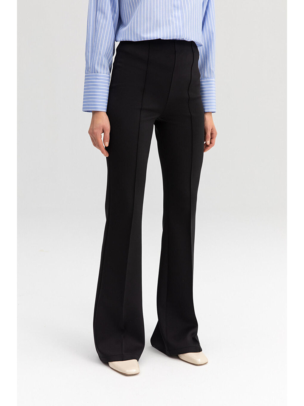 Siyah Nervürlü Scuba Pantolon-5