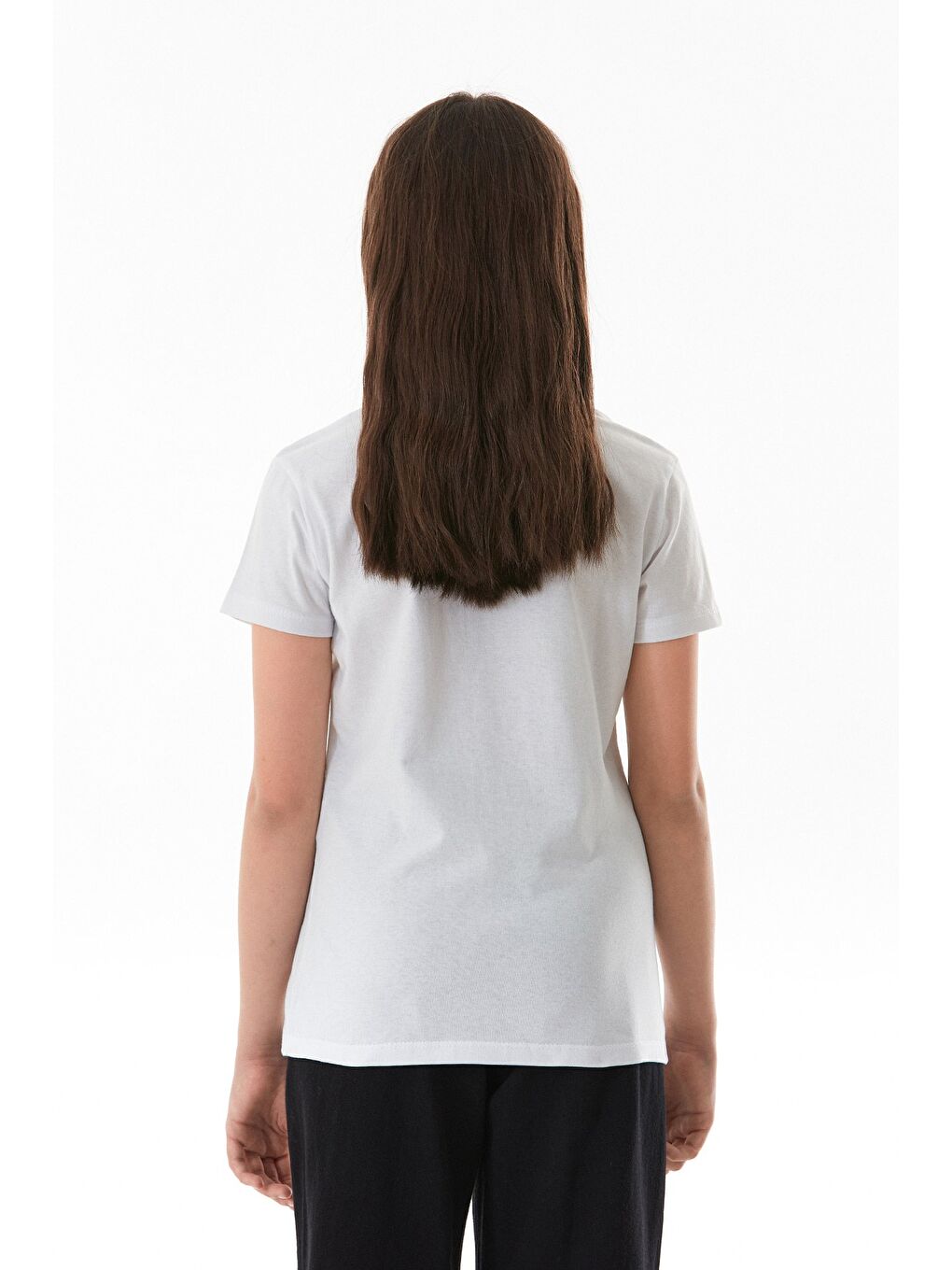 Beyaz %100 Pamuk Be Happy Baskılı Kız Çocuk Tişört-3