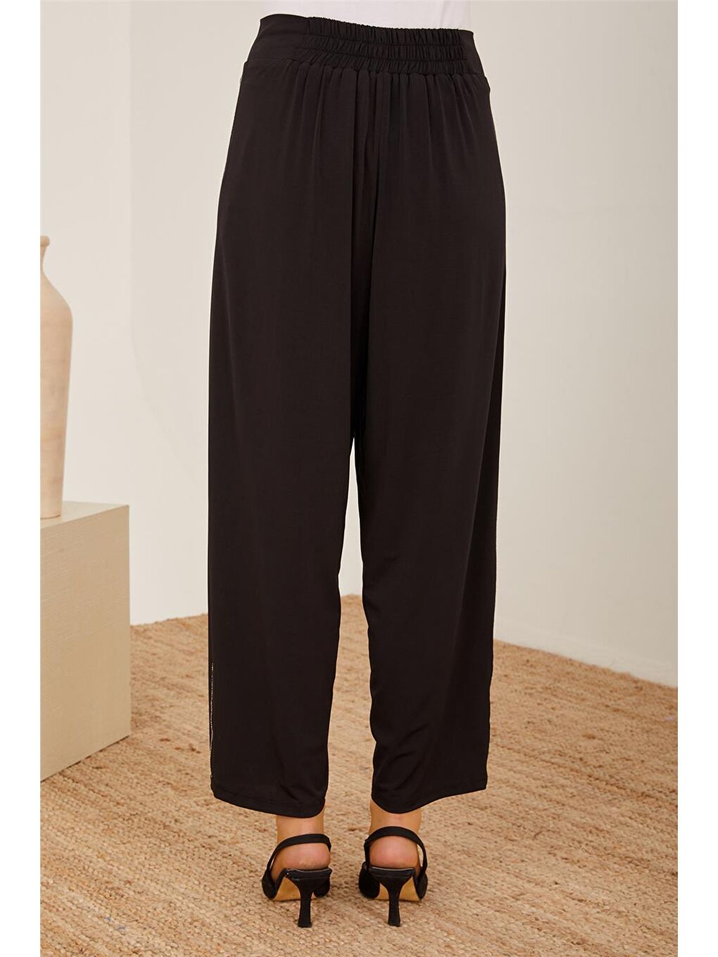 Siyah Zr Şeritli Örme Pantolon 23Y2406-4