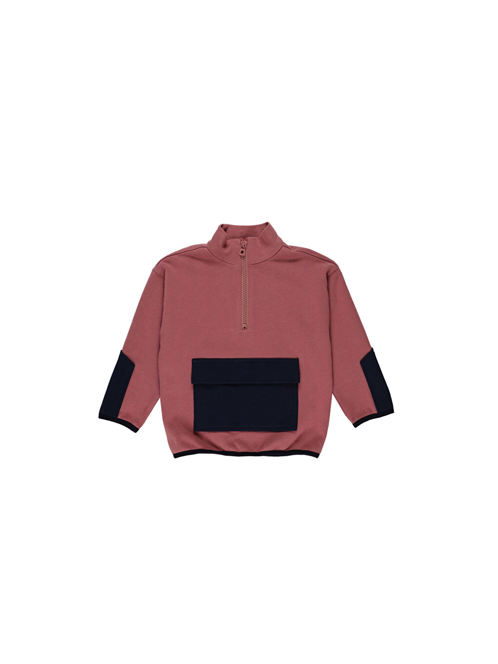 Panço Pembe Erkek Çocuk Blok Renkli Sweatshirt - 1