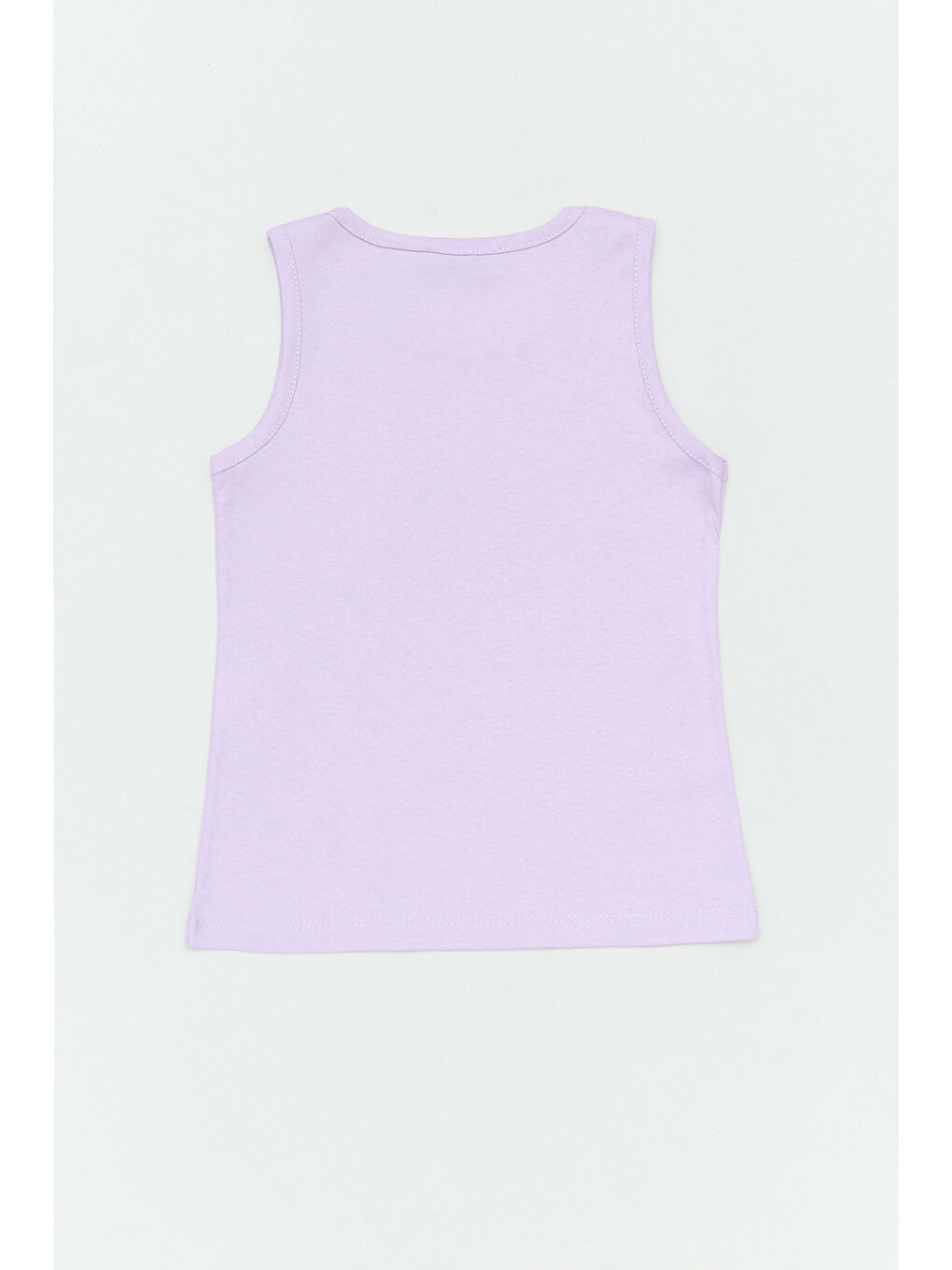 Lila %100 Pamuk Yazı Ve Meyve Baskılı Kalın Askılı Kız Çocuk Tişört-1