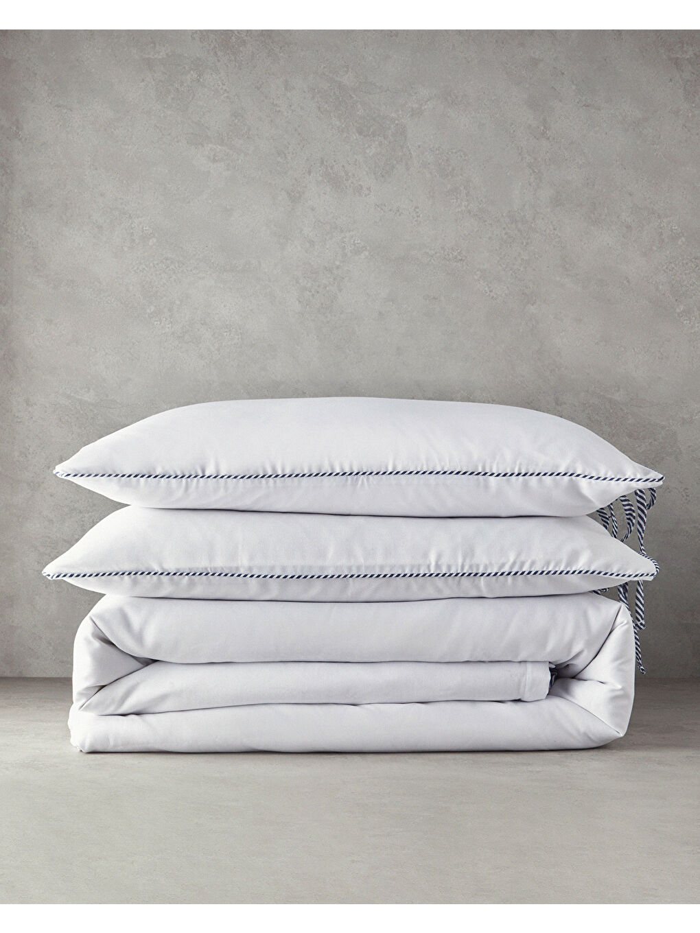 Comfy Plain Çift Kişilik Nevresim Takımı Beyaz - Lacivert-6