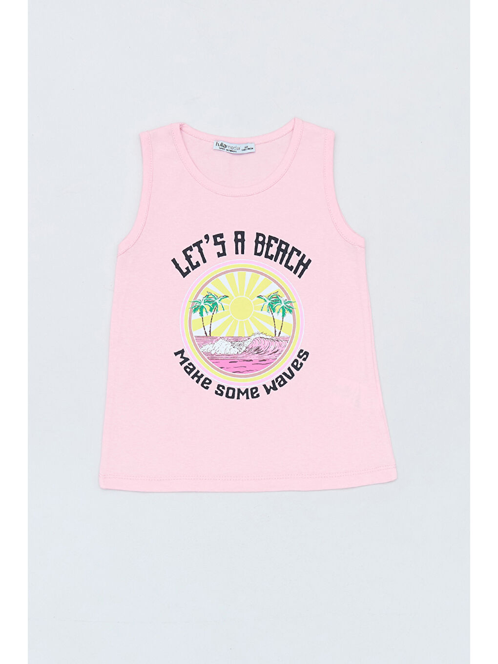 Pembe Baskılı Kız Çocuk Kolsuz Tişört